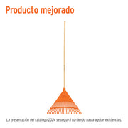 Escoba plástica para jardín, rígida, 22 dientes, mango 48'