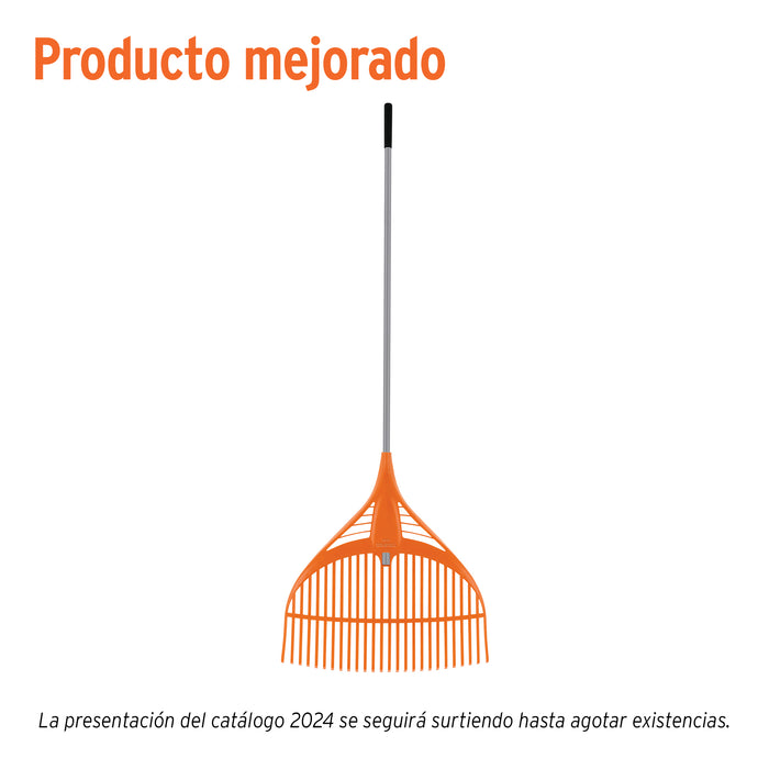 Escoba plástica para jardín, 39 dientes, mango de acero 60'