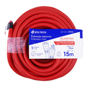 Extensión reforzada aterrizada 15 m 3x12 AWG, VOLTECK