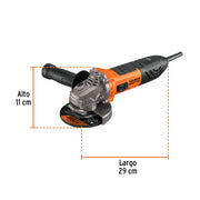 Esmeriladora angular 4-1/2', 1100W, TRUPER ERGO PRO