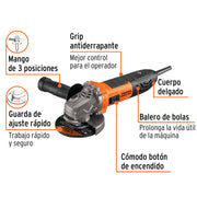 Esmeriladora angular 4-1/2', 750W, TRUPER ERGO PRO