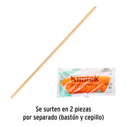 Escoba chica tipo cepillo, cerdas de PVC, bastón de madera