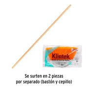 Escoba chica tipo abanico, cerdas de PVC, bastón de madera