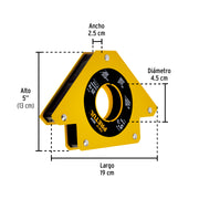 Escuadra magnética para soldar de 5', carga 25 kg, PRETUL