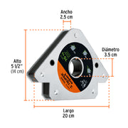 Escuadra magnética para soldar de 5-1/2' carga 70 kg, EXPERT