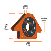 Escuadra magnética para soldar de 5', carga 34 kg, TRUPER