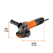 Esmeriladora angular 4-1/2', 800W, TRUPER PRO