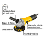 Esmeriladora angular 4-1/2', 550W, PRETUL