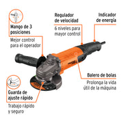 Esmeriladora angular 4-1/2', 1100W, TRUPER PRO