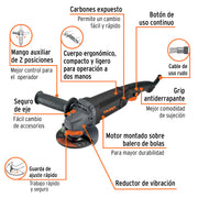 Esmeriladora angular 4-1/2', 950W, TRUPER INDUSTRIAL