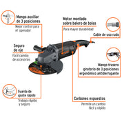 Esmeriladora angular 9', 2350W, TRUPER INDUSTRIAL