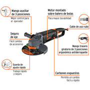 Esmeriladora angular 9', 2100W, TRUPER INDUSTRIAL