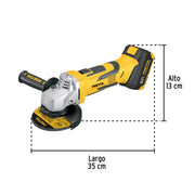 Esmeriladora 4-1/2', 20V, 1 batería 4Ah, PRETUL