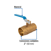 Válvula de esfera de latón, soldable 2', FOSET