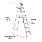 Escalera de tijera tipo II 7 peldaños y bandeja, TRUPER