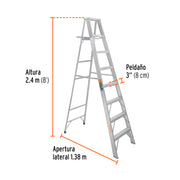 Escalera de tijera 100% aluminio tipo ll 7 peldaños, TRUPER
