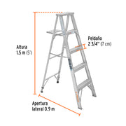 Escalera de tijera 100% aluminio tipo lll 4 peldaños, TRUPER