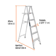 Escalera de tijera 100% aluminio tipo lll 5 peldaños, TRUPER