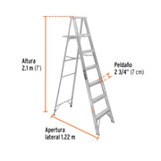 Escalera de tijera 100% aluminio tipo lll 6 peldaños, TRUPER