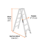 Escalera de tijera doble, tipo ll, 4 escalones, TRUPER