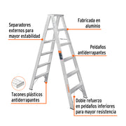 Escalera de tijera doble, tipo ll, 5 escalones, TRUPER