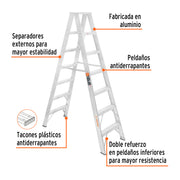 Escalera de tijera doble, tipo ll, 6 escalones, TRUPER
