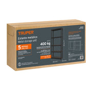 Estante metálico 5 repisas capacidad 80kg, 85x30x180, TRUPER