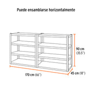 Estante metálico 8 repisas capacidad 80kg, 85x45x180, TRUPER
