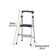 Escalerilla tubular plegable, 2 peldaños, aluminio, TRUPER
