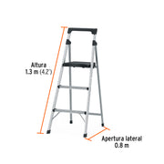 Escalerilla tubular plegable, 3 peldaños, aluminio, TRUPER