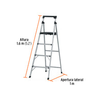 Escalerilla tubular plegable, 4 peldaños, aluminio, TRUPER