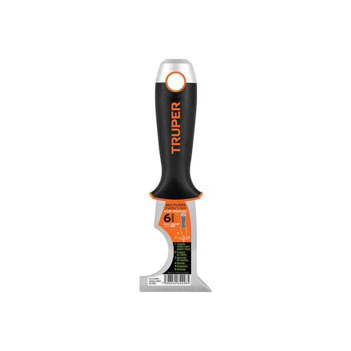 Espátula 2-1/2' de 6 usos, acero inoxidable, Comfort Grip