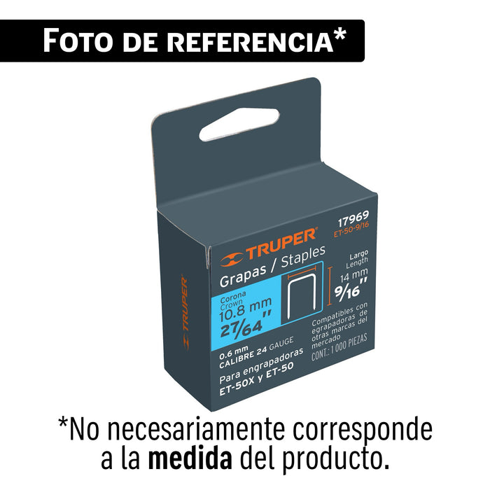 Caja con 5000 grapas estándar para ET-26, TRUPER