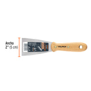 Espátula rígida 2' con mango de madera, TRUPER