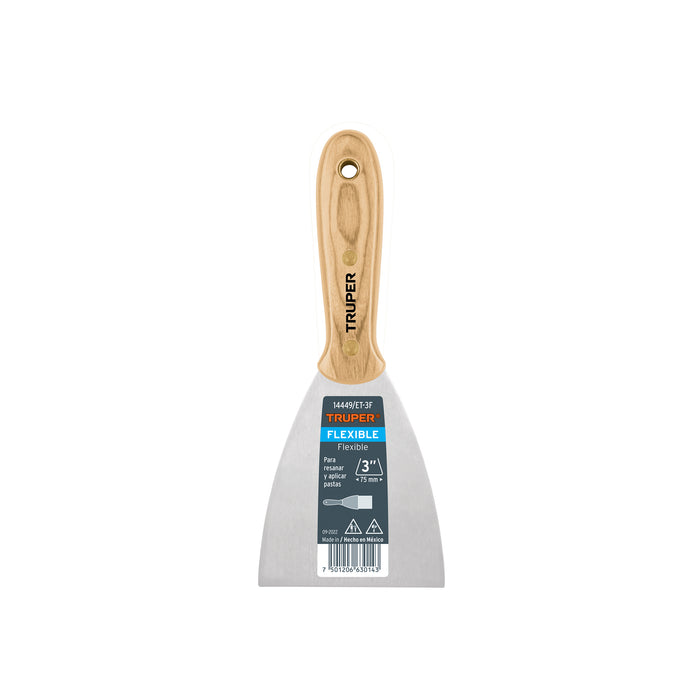 Espátula flexible 3' con mango de madera, TRUPER
