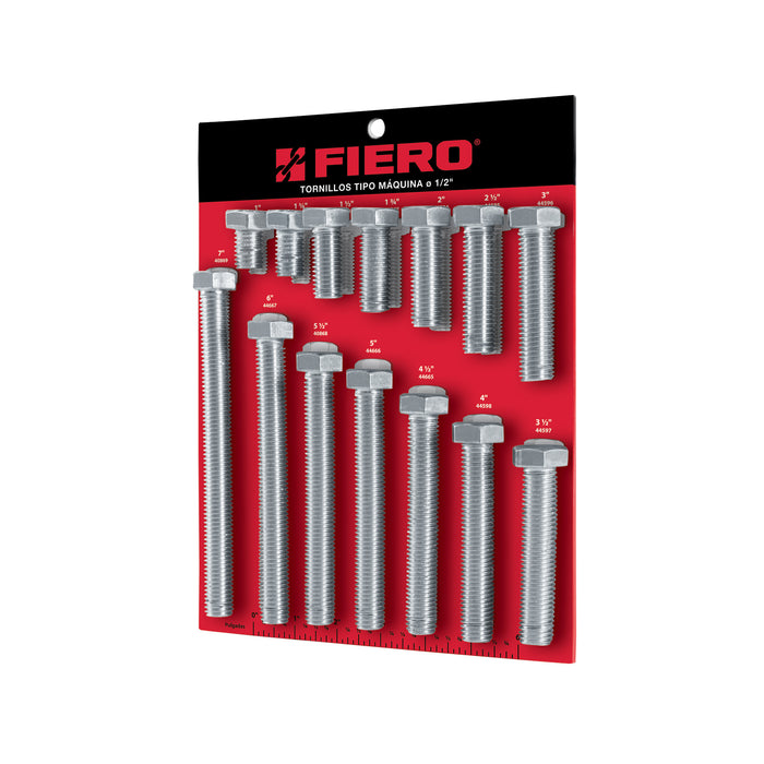 Exhibidor FIERO con tornillos tipo máquina, 1/2'