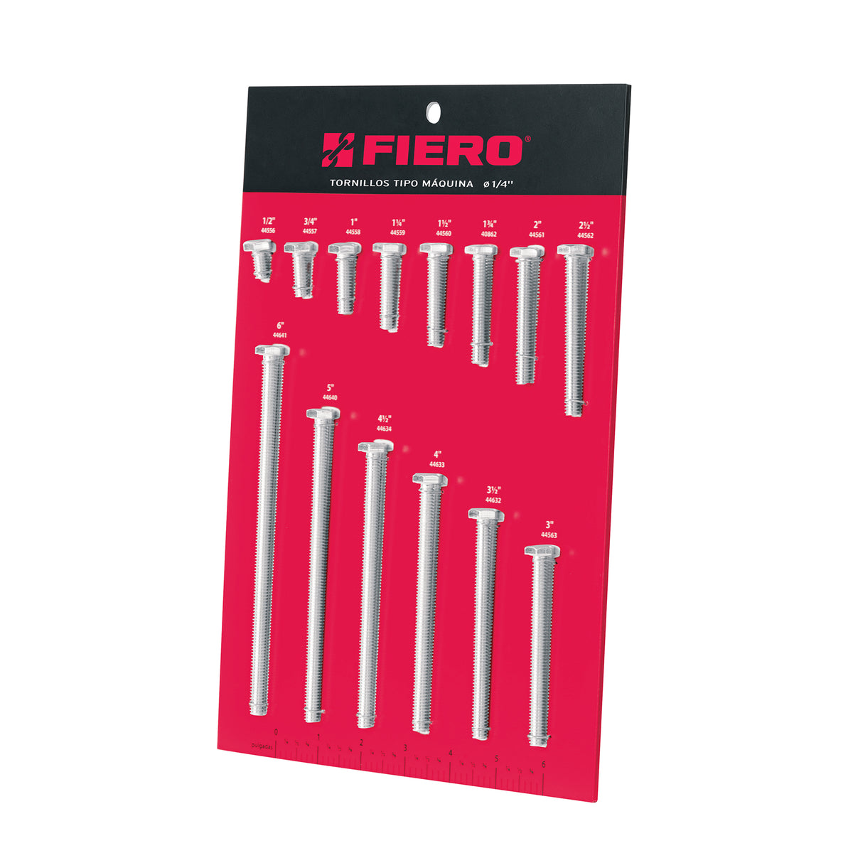 Exhibidor FIERO con tornillos tipo máquina, 1/4'