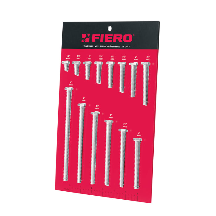 Exhibidor FIERO con tornillos tipo máquina, 1/4'