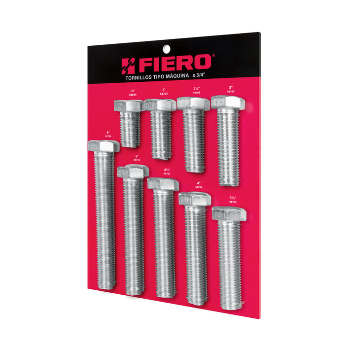 Exhibidor FIERO con tornillos tipo máquina, 3/4'