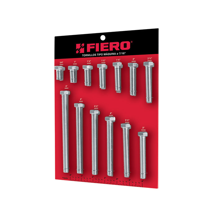 Exhibidor FIERO con tornillos tipo máquina, 7/16'