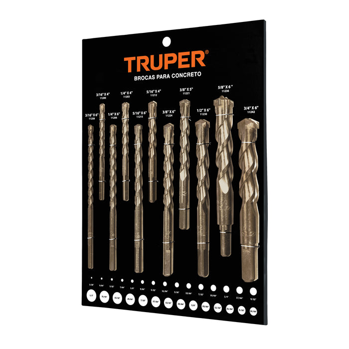 Exhibidor TRUPER de brocas de concreto