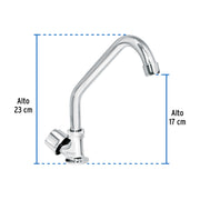 Llave individual fregadero, cuello corto, hexagonal, BASIC
