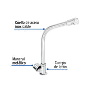 Llave individual fregadero, cuello cobra, hexagonal, BASIC