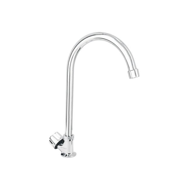 Llave individual fregadero, cuello curvo, hexagonal, BASIC