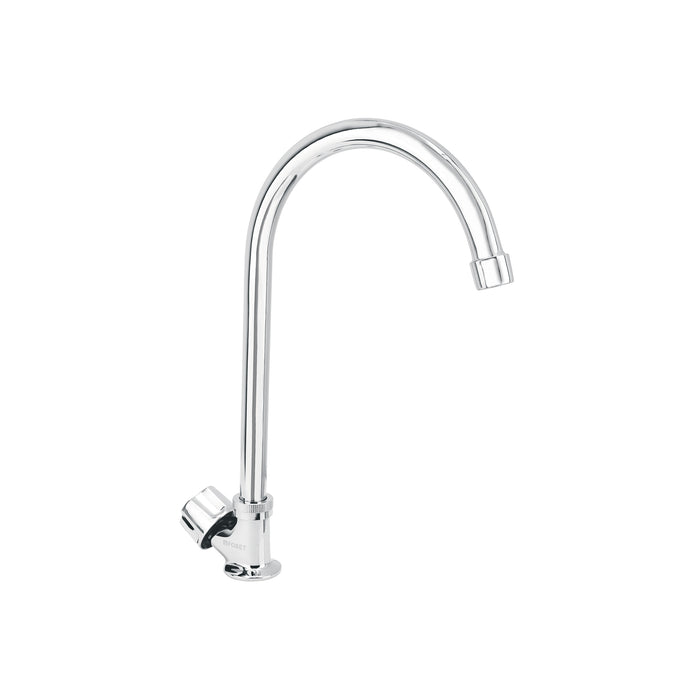 Llave individual fregadero, cuello curvo, hexagonal, BASIC