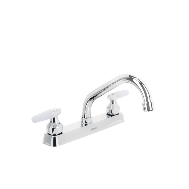 Mezcladora 8' fregadero cromo, cuello corto, cono, BASIC
