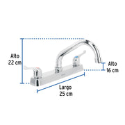 Mezcladora 8' fregadero cromo, cuello corto, palanca, BASIC