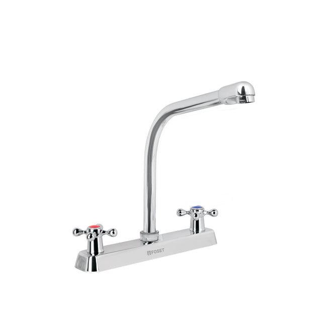 Mezcladora 8' fregadero cromo, cuello cobra, cruceta, BASIC