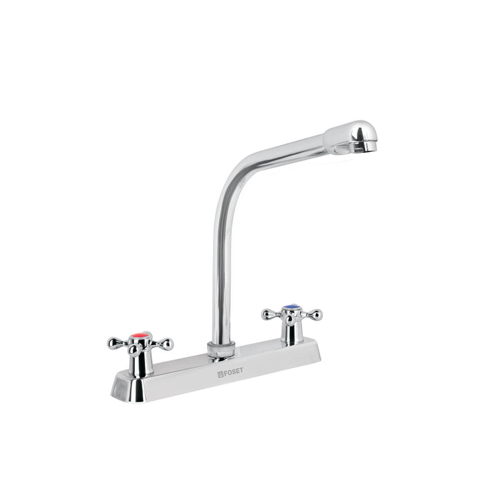 Mezcladora 8' fregadero cromo, cuello cobra, cruceta, BASIC