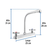 Mezcladora 8' fregadero cromo, cuello cobra, cruceta, BASIC